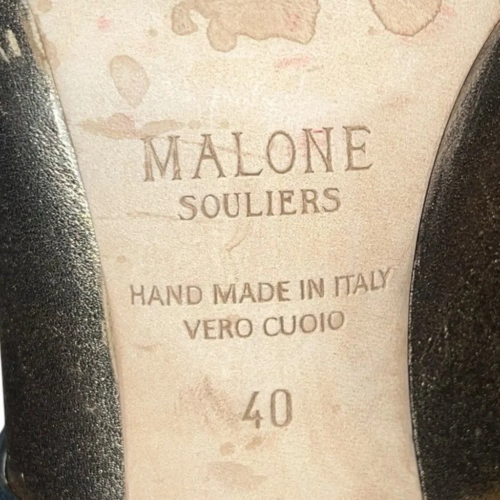 Malone Souliers Maureen Stilettos Gold Silver Leather Mules Size 40 / US 10
